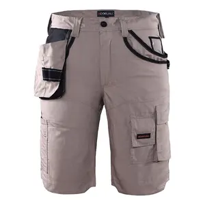 HODELIALL wholesale plain blank cotton twill over sized khaki farm cloth cargo shorts for men elastic waist worker workers