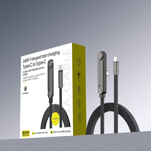 Câble <span class=keywords><strong>USB</strong></span>-C vers <span class=keywords><strong>USB</strong></span>-C 240W, charge rapide PD 65W, tressé, support invisible rotatif à 360° 2-en-1 pour téléphone, tablette, ordinateur portable, 1,5m - Product Image 1