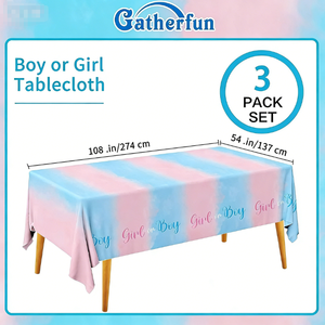 DAMAI Boy or Girl Baby Shower Decorations Backdrop Gender Reveal Party Supplies Waterproof PE for <b>Disposable</b> <b>Tablecloth</b> - Product Image 5