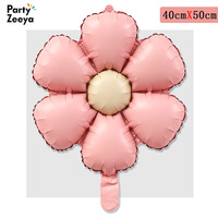 Décoration de fête d'anniversaire rétro avec fleurs en papier cartonné mat à six pétales, motif marguerite et ballon, pour arrangement floral.