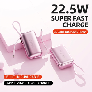 Banco de Energía Portátil de 20000mAh, 22.5W, Carga Rápida, Color Oro Rosa, con Correa, Entrada y Salida Tipo C - Product Image 2