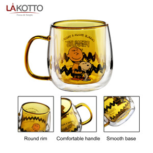 Vente en gros de tasses en verre borosilicaté à <span class=keywords><strong>double</strong></span> <span class=keywords><strong>paroi</strong></span> de 320ml tasses à café et lait créatives de haute qualité avec verres en verre au design de dessin animé - Product Image 6