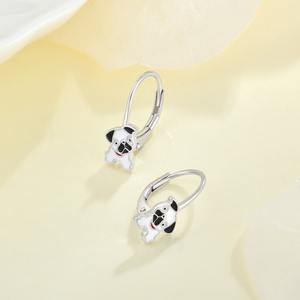 Boucles d'oreilles mignonnes en forme de chien Pug, argent sterling 925, émail, bijoux de dessin animé, tendance, cadeau de mariage pour femmes et filles - Product Image 3