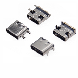 Connecteur femelle Type-C 16 broches USB 3.1 Gen1 avec 4 patins de fixation, montage SMT ou DIP pour charge rapide 5A - Product Image 1