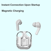Écouteurs étanches TKT, intra-auriculaires, coque transparente, écouteurs V5.3, appairage automatique pour iPhone Android, écouteurs TWS