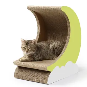 Grosir OEM Bulan Bentuk Karton Bergelombang Rumah Kucing Scratcher