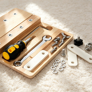 Jeu de tournevis en bois pour enfants, outils d'activités, motricité fine, apprentissage préscolaire, <span class=keywords><strong>jouet</strong></span> sensoriel, ensemble de planches à tournevis Montessori - Product Image 3