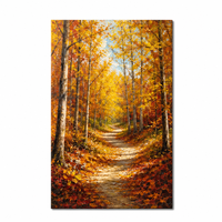 Impression sur toile abstraite de sentier forestier d'automne avec des érables, décoration murale pour salon et hôtel