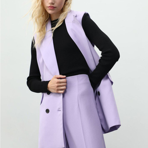 Épaulettes col de smoking personnalisées, Double boutonnage, bouton solide, <span class=keywords><strong>gilet</strong></span> <span class=keywords><strong>sans</strong></span> manches, <span class=keywords><strong>costume</strong></span> Long pour femmes - Product Image 2