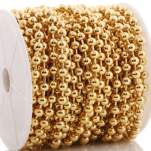 Cadena de acero inoxidable con cuentas de 8 mm, chapada en oro, con forma de bola, accesorios de joyería DIY para pulsera y collar de hombre - Product Image 1