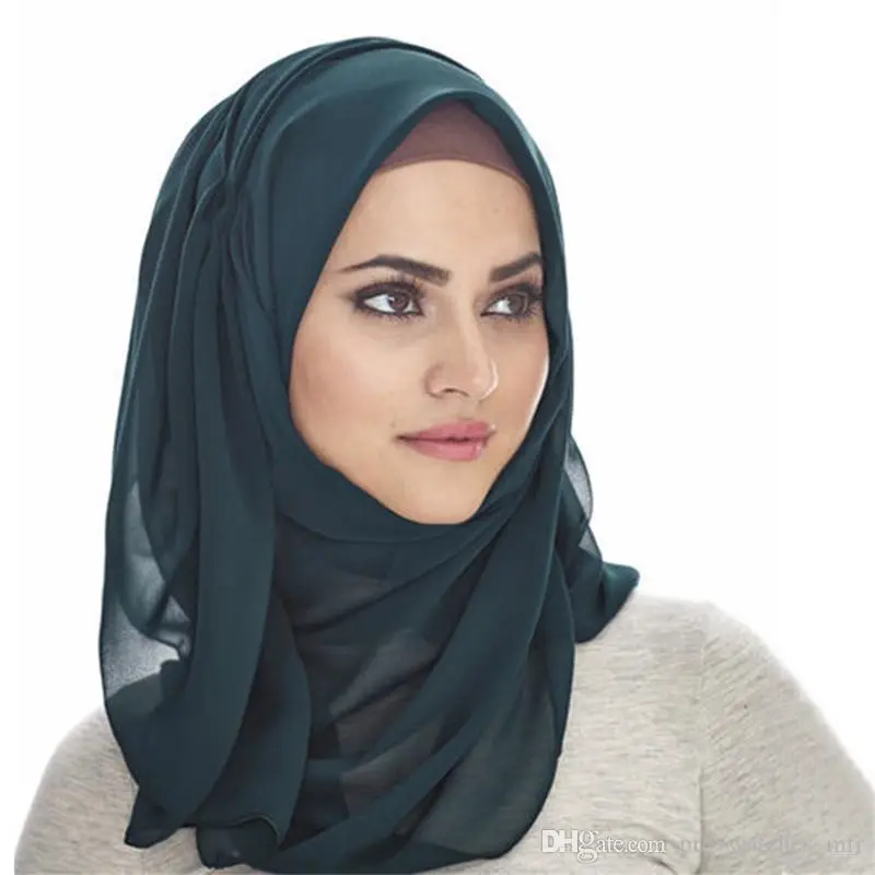 Mulheres plain bolha chiffon lenço hijab envoltório xales de cor sólida headband hijabs muçulmanos lenços/lenço L0174