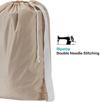 Sac à linge robuste réutilisable en nylon avec cordon de serrage et bandoulière, grande capacité pour hôtels, dortoirs, vente en gros personnalisée
