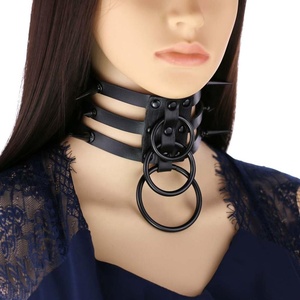Spike rivesoccer setcollar Vòng cổ Thác lồng bondage 3 O RO Bộ đồ màu đen jerseysund đồ trang sức Punk cổ điển PU da <span class=keywords><strong>Goth</strong></span> - Product Image 2