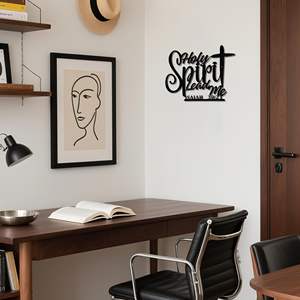 Decoraciones Metálicas de Pared con Escrituras Bíblicas - "Espíritu Santo, Guía mi Camino", Letrero Religioso con Cruz, Decoración Cristiana para <span class=keywords><strong>el</strong></span> Hogar - Product Image 4