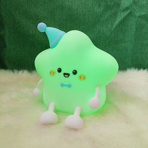 Lámpara LED de silicona con forma de estrella, táctil, regulable, OEM, para dormitorio infantil, mesita de noche, carga USB, tendencia 2026, luz cálida minimalista. - Product Image 3
