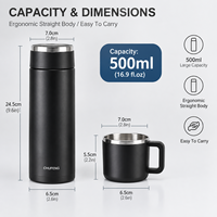 CHUFENG botol termos perjalanan, termos Stainless Steel 500ML Set Bisnis hadiah portabel botol termos