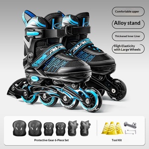 Patins à roulettes en ligne réglables à <span class=keywords><strong>quatre</strong></span> roues avec lumières, chaussures de patinage à roulettes bon marché pour garçons, filles et enfants - Product Image 4
