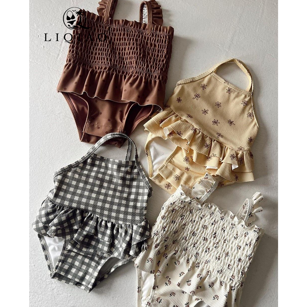 LIQIAO High-Quality Kids' Custom Swimwear Collection Custom One-Piece Rash Guards & Bikini Sets With Plus Size