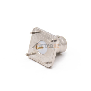 Connecteur coaxial RF BNC 50 ohms 4 GHz à 4 broches, à bride carrée, pour montage sur circuit imprimé, prises femelles droites - Product Image 4
