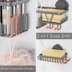 Porte-serviettes de douche à suspendre sur la porte, étagère murale de salle de bain en métal pour shampoing, savon et serviettes - Product Image 3