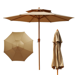 Sombrilla de <span class=keywords><strong>Patio</strong></span> Comercial de 9 pies Resistente al Viento con Manivela, Doble Toldo, para Exteriores - Product Image 1