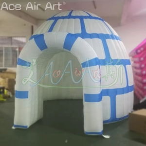 Tente de dôme <span class=keywords><strong>gonflable</strong></span> d'hiver de grotte de père noël d'igloo <span class=keywords><strong>gonflable</strong></span> bleu et blanc pour le décor extérieur de noël enfants amusement - Product Image 2