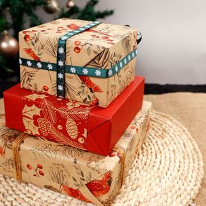 Venta al por mayor desechable silicona recubierta virgen 80g 43*300cm papel de regalo de Navidad - Product Image 5