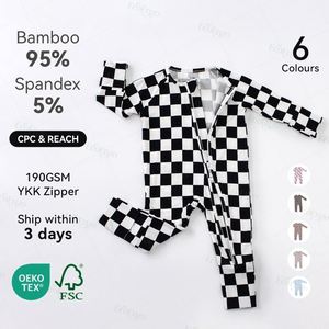 Pyjama en bambou de haute qualité personnalisé, combinaison à fermeture éclair pour bébé, vêtements pour bébé écologiques certifiés Oeko-tex - Product Image 3