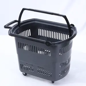 Cesta de plástico para compras, cesta de plástico da cor cinza para compras