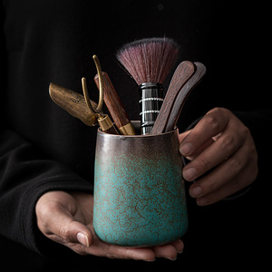 Juego de Té Shangyan Seis Caballeros, Cerámica con Esmalte Azul Floral, Cilindro, Utensilios de Té Kung Fu sin Tapa, Origen Dehua - Product Image 1
