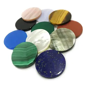 Stone Round Discs Loose Gemstone Beads Flat Discs Jewelry Stones For Making Earrings