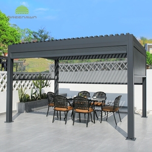Gazebo <span class=keywords><strong>da</strong></span> <span class=keywords><strong>giardino</strong></span> in metallo impermeabile Gazebo in alluminio con Gazebo <span class=keywords><strong>da</strong></span> <span class=keywords><strong>giardino</strong></span> con tetto a feritoia regolabile - Product Image 4