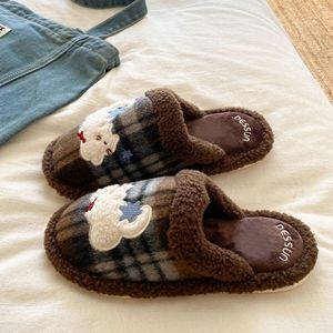 Pantuflas Abiertas Evergreen para Mujer, Otoño/Invierno, Suela Gruesa, Doble Capa de Lana y Algodón, Antideslizantes - Product Image 6
