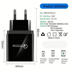 Original Fast Charging <b>USB</b> Adapter <b>Cable</b> 4 Ports EU US Plug Mobile Phone Wall Charger for Mobile Phones Travel <b>Usb</b> Charger - Product Image 5