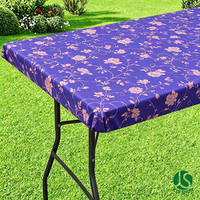 Nappe ajustée élastique en PEVA avec envers en flanelle antidérapante de qualité supérieure, imprimé bouquet floral rose poudré, pour événements et traiteur
