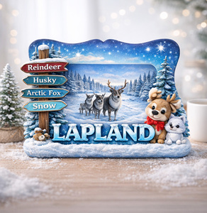Aimant de réfrigérateur en bois MDF avec logo personnalisé, aimant de réfrigérateur <span class=keywords><strong>Finlande</strong></span> Lapland - Product Image 2