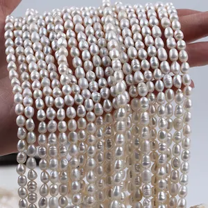 Contas de pérolas de água doce 4.5-5mm, encantos brancos naturais para fazer jóias