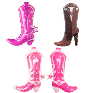 CYmylar Global Western Cowboy Boot Foil <strong>Balloon</strong> Pink <strong>Brown</strong> Mylar <strong>Balloon</strong> for Cowgirl Birthday Bachelorette Party Decor - Product Image 1