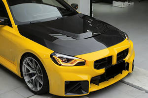 M2 G87 tudung Model V serat karbon kering baru-baut Billet vertikal hitam Fitment Universal dengan klip garansi 1 tahun - Product Image 4