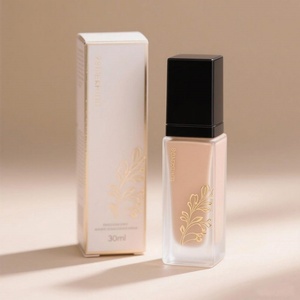 Custom Makeup 20ml 30ml Empty Square Cosmetic Packaging Transparent Frosted Liquid Foundation Glass <b>Bottle</b> With <b>Pump</b> - Product Image 1