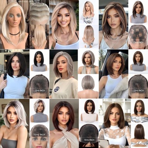Nouveaux produits Perruques Lace Front HD 13x6 <span class=keywords><strong>Blond</strong></span> Platine Ombré Bob avec Raie Libre, Bonnet en filet respirant et Ligne de Cheveux Naturelle pour Femmes - Product Image 6