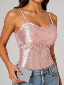 Viviblook ZTP1392 Women Summer Top New Slim Fit Off Shoulder Sleeveless Camisole with Chest Pad Tank Top for Women - Product Image 2