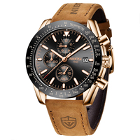 NIBOSI nouveau hommes montre 2615 affaires multi-fuseau horaire montre-bracelet étanche fonction analogique Date montre à Quartz