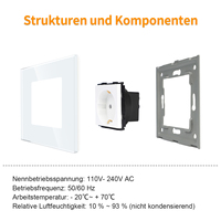 En Stock, Entrega Rápida, Enchufe de Pared Estándar Europeo Schuko 16A 220V, Panel de Vidrio Templado, Tomacorriente Alemán