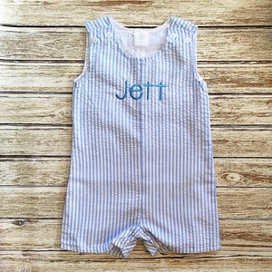 Vêtements pour bébés 2020, barboteuse en seersucker pour garçon, sans manches, avec une jolie broderie, short pour bébé - Product Image 4