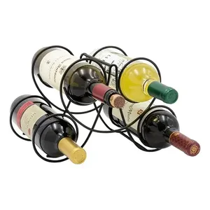 Pratico ed elegante 4 bottiglie porta vino mensola moderni mobili per la casa in legno massello - Product Image 2