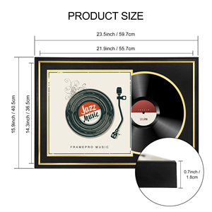 Marco de álbum de registro de doble alfombrilla 16x23,5 Marco de registro negro para disco de vinilo LP y pantalla de chaqueta - Product Image 3