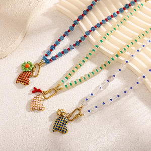 Collier tendance pour femmes, collier en cristal coloré avec strass en forme de cœur et de fleur, bijoux - Product Image 5