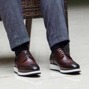 Handmade Men's Formal Office Career Waterproof Genuine Leather <b>Shoes</b> Breathable Laces Pointed Toe <b>Height</b> <b>Increasing</b> for Party - Product Image 3