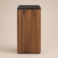 Buffet en bois avec surface en marbre noir, armoire de rangement, console à 2 portes, meuble d'entrée pour salon